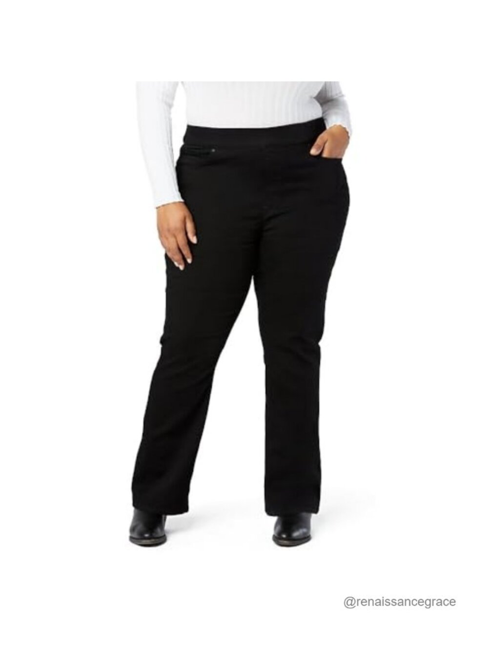 Totally Shaping Pull-On Bootcut Jeans High-Rise Stretch Denim